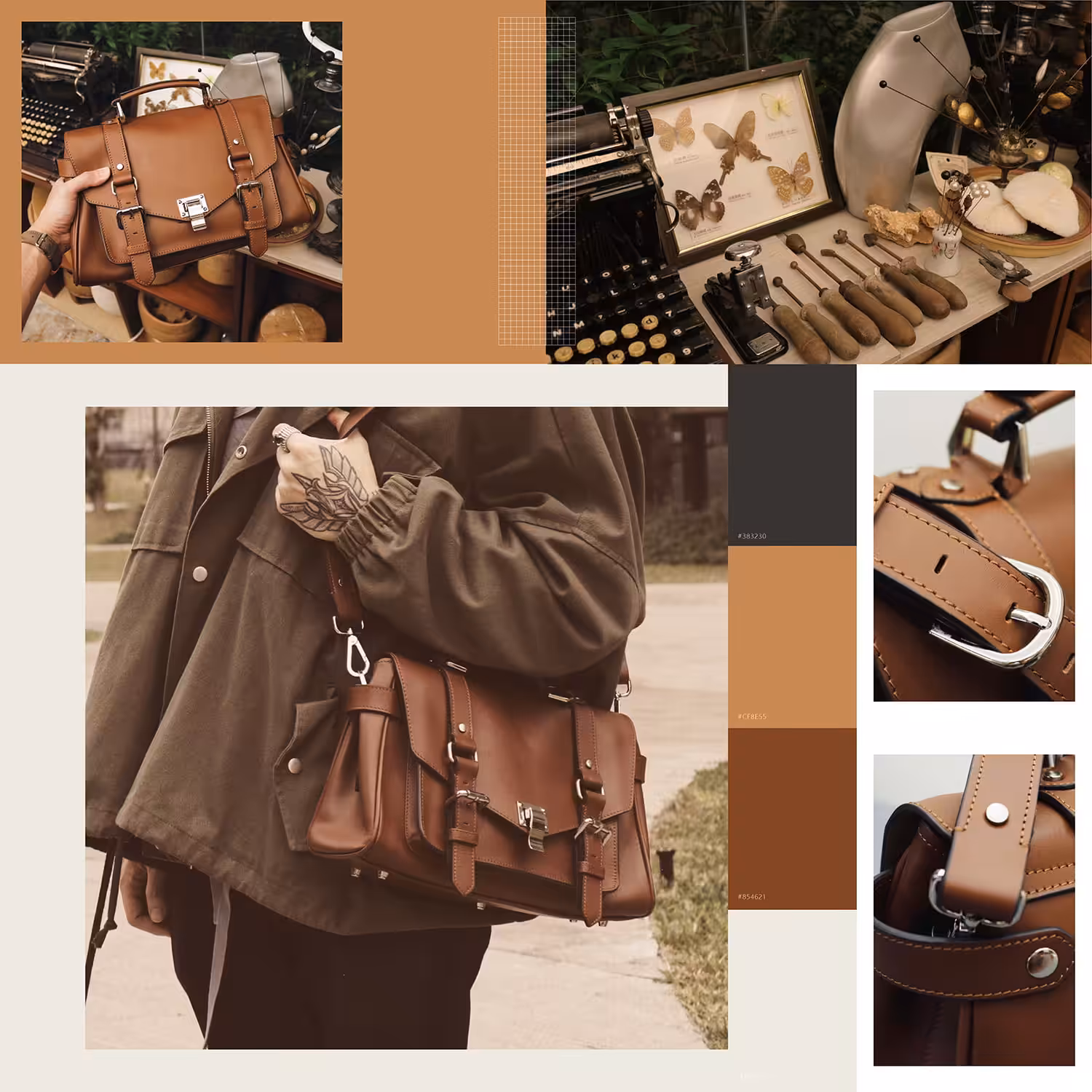 學院風側背包-吳軒手工皮包老師作品