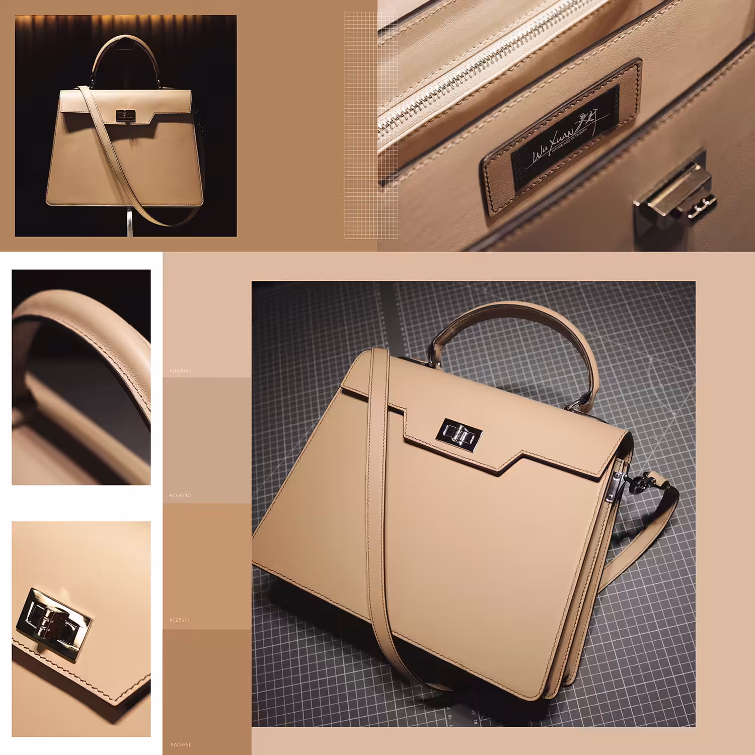 Luna風琴式手提包-吳軒手工皮包老師作品