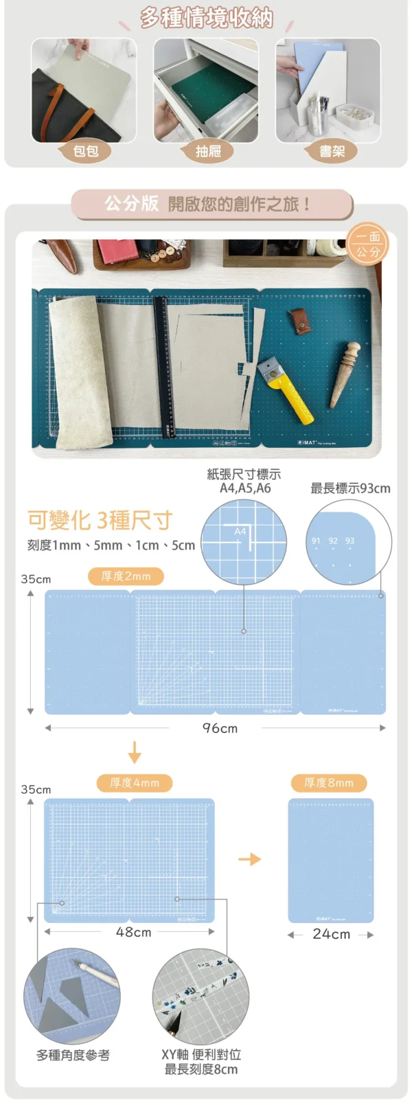 【iMAT × 吳軒】折疊翻轉切割墊 + 止滑鋁尺實用套組：圖片 6